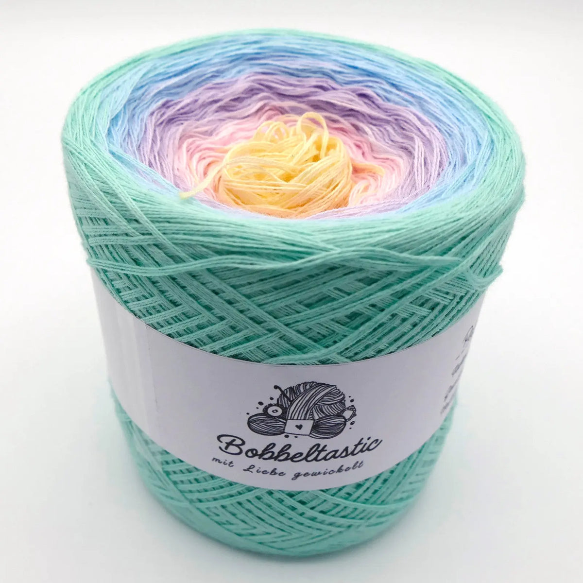 Bobbel Farbverlaufsgarn Pastell Regenbogen Bobbeltastic