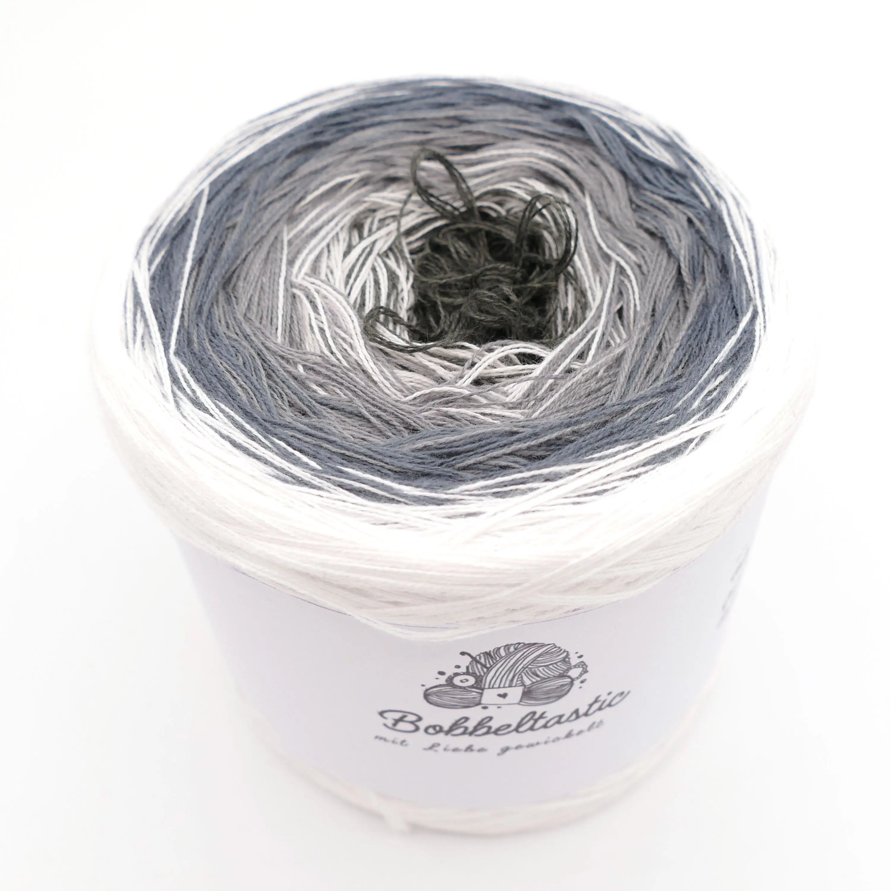 Bobbel Farbverlaufsgarn grauer Schleier - Bobbeltastic