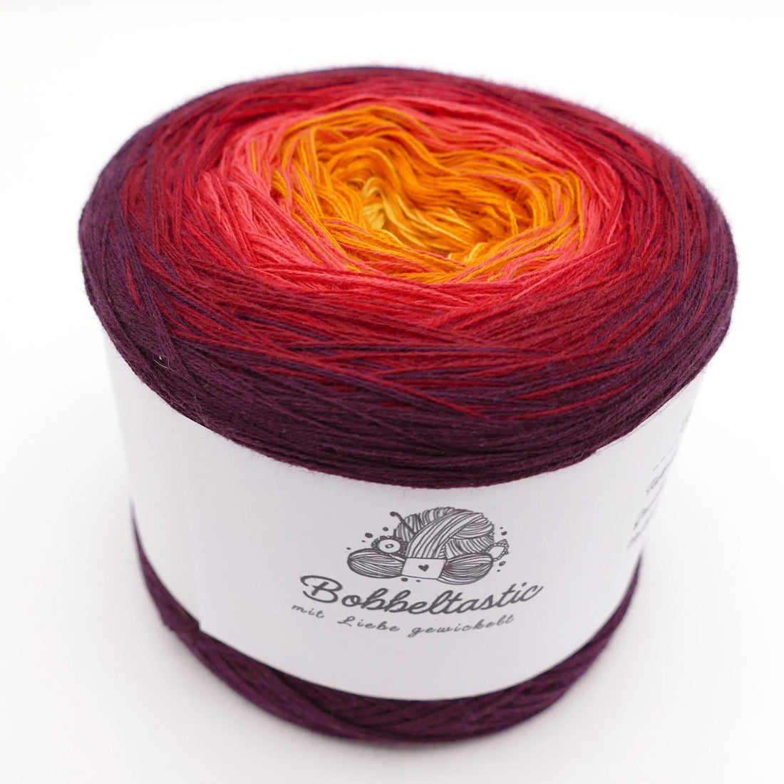 Bobbel Farbverlaufsgarn feuriges Herz Bobbeltastic