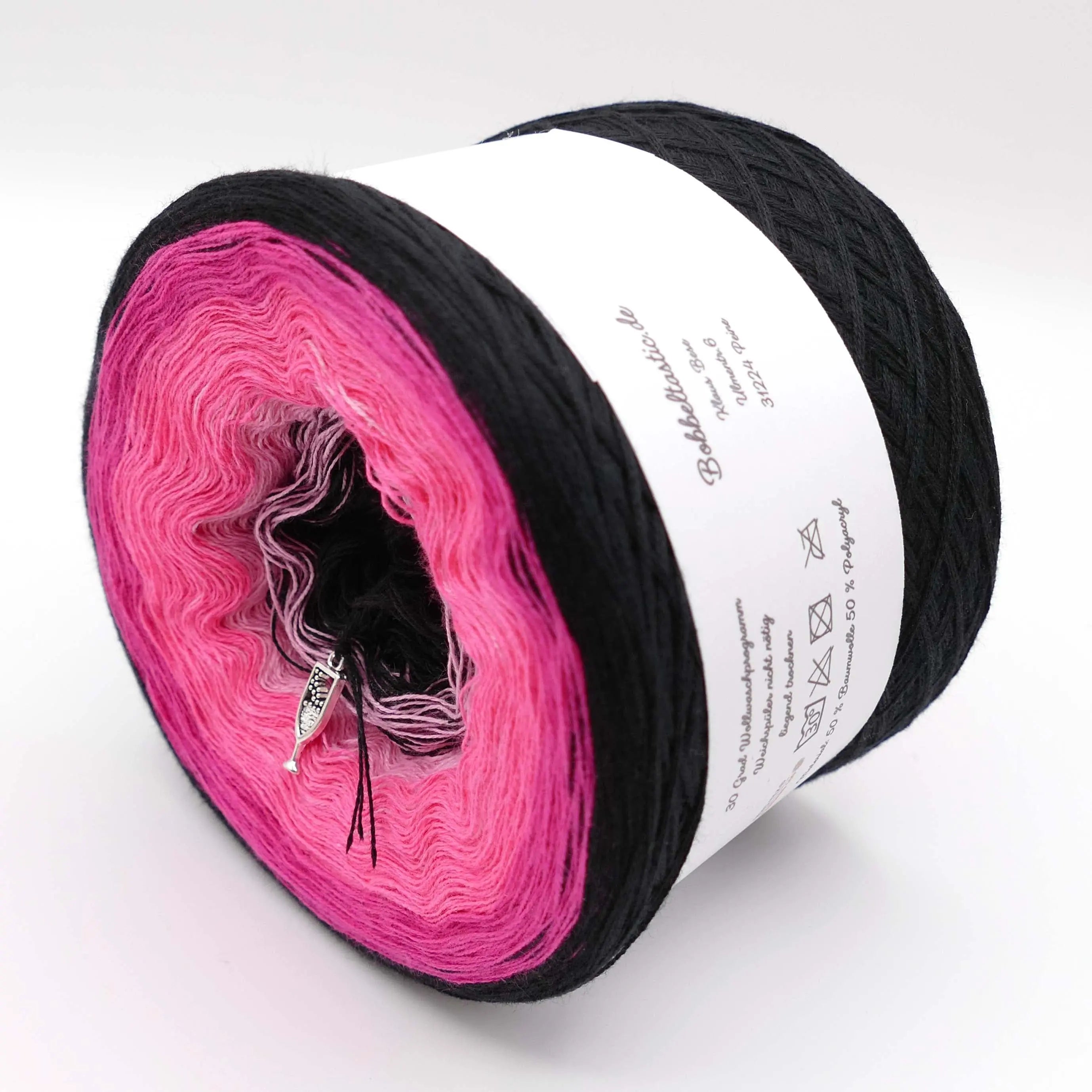 Bobbel Farbverlaufsgarn Black Pink Beauty Bobbeltastic