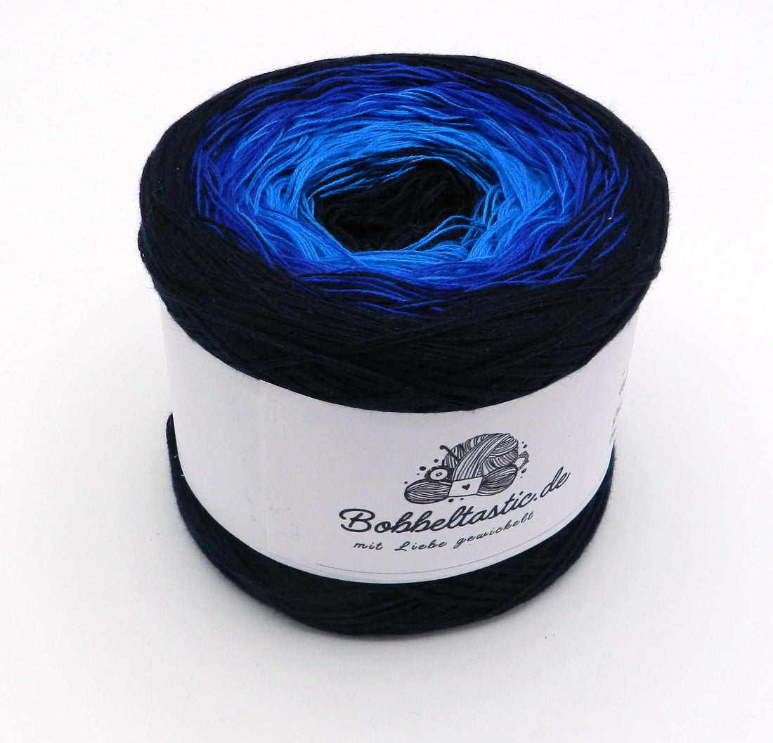 Bobbel Farbverlaufsgarn Tiefsee 3-fädig 1,30Eur/100M Wolle Garn Bobbeltastic